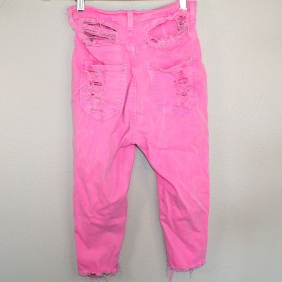 Fashion Nova Bright Pink HighRise Raw Hem Distressed Bermuda Shorts — Size 5 - Picture 4 of 9